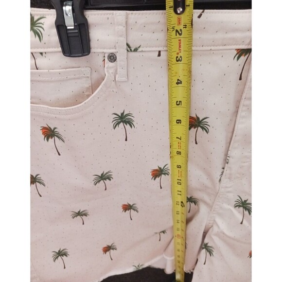 NYDJ Circes Des Palmes Palm Trees Sun Frayed Hem Beige Denim A-Line Shorts‎ 24W - Picture 8 of 10